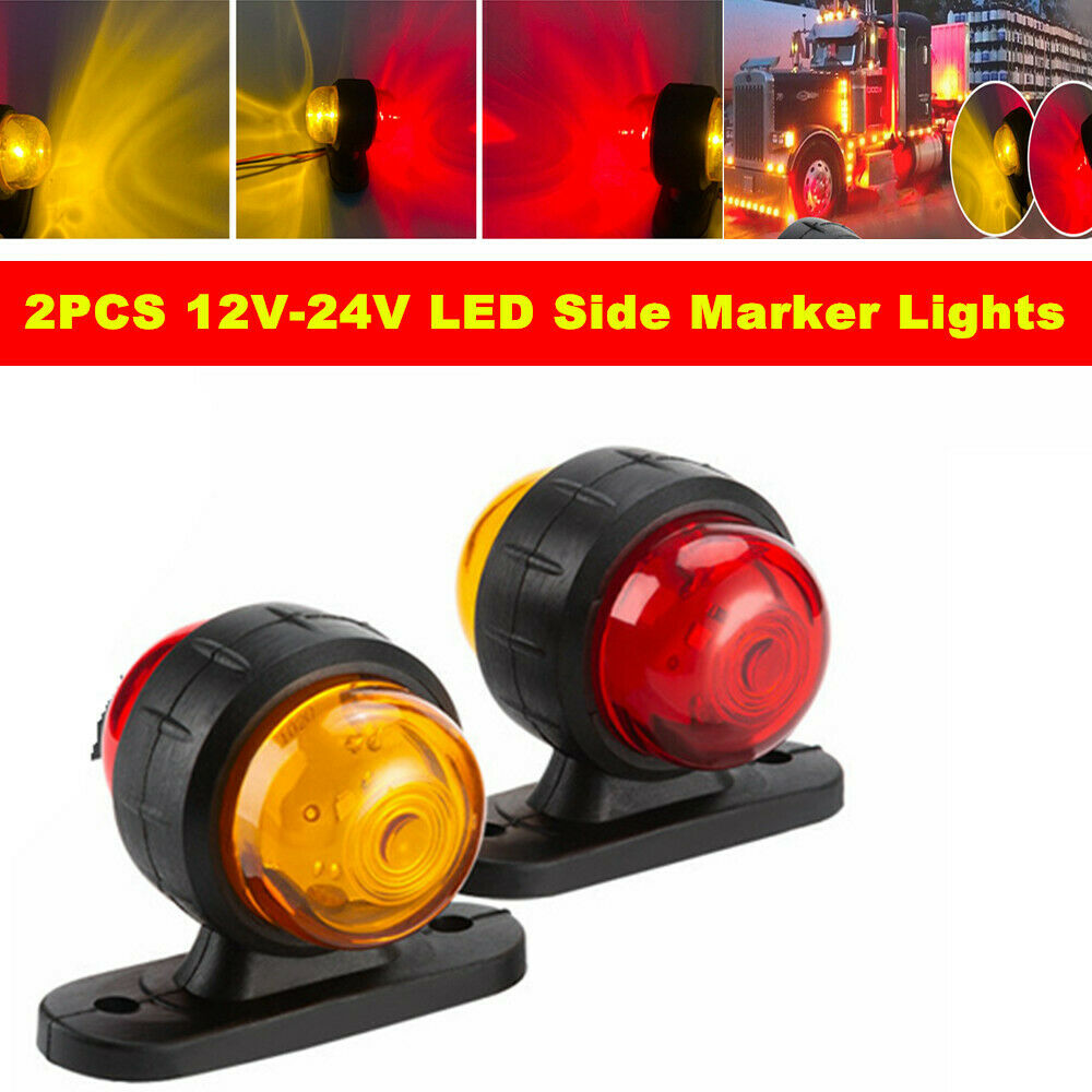 2PCS 12V-24V Truck Grille Strobe Lights Side Marker Indicator Flash Warning Lamp