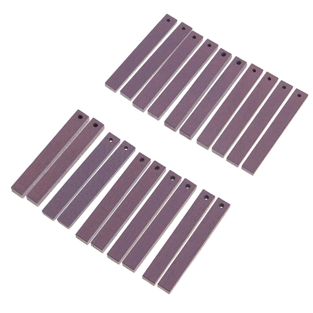 20 Pieces Rectangle Wood Bar Pendant Beads DIY Craft Findings Light Purple