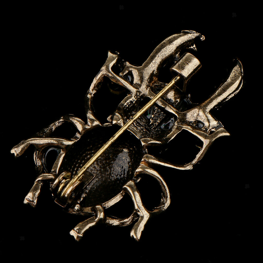 Chic Enamel Rhinestone Beetle Insect Brooch Pin Costume Jewelry  Green