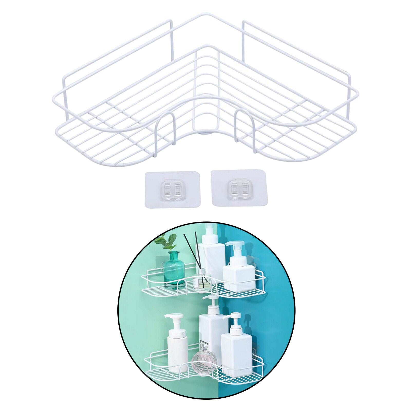 Corner Shower Caddy Shampoo Storage Organizer for Shower, Toilet, Bathtub, Dorm