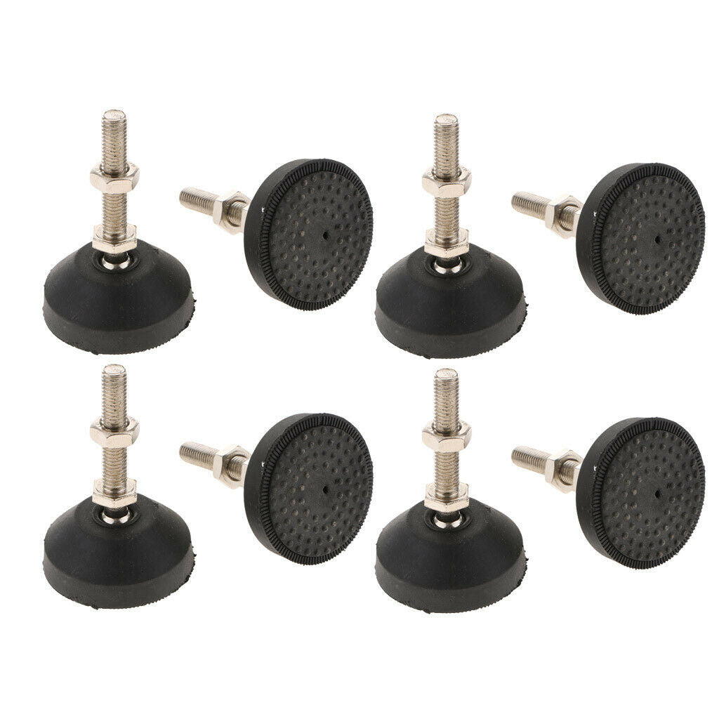 8Pcs Carbon Steel Adjustable Furniture Leveler Feet 60 Base Dia. M10X50mm