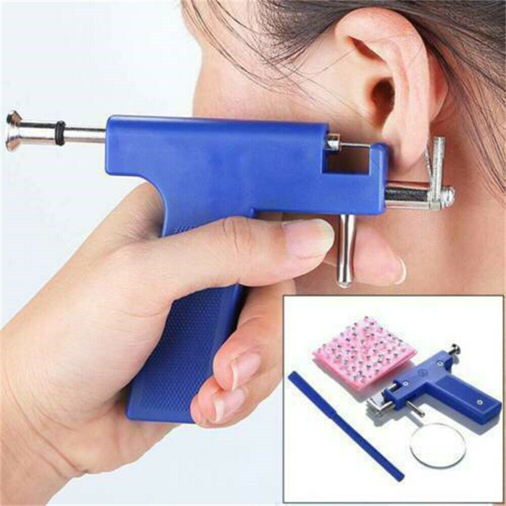 Portable Professional Body Ear Nose Piercing Gun Took Kit Set 98 Studs Jewelry