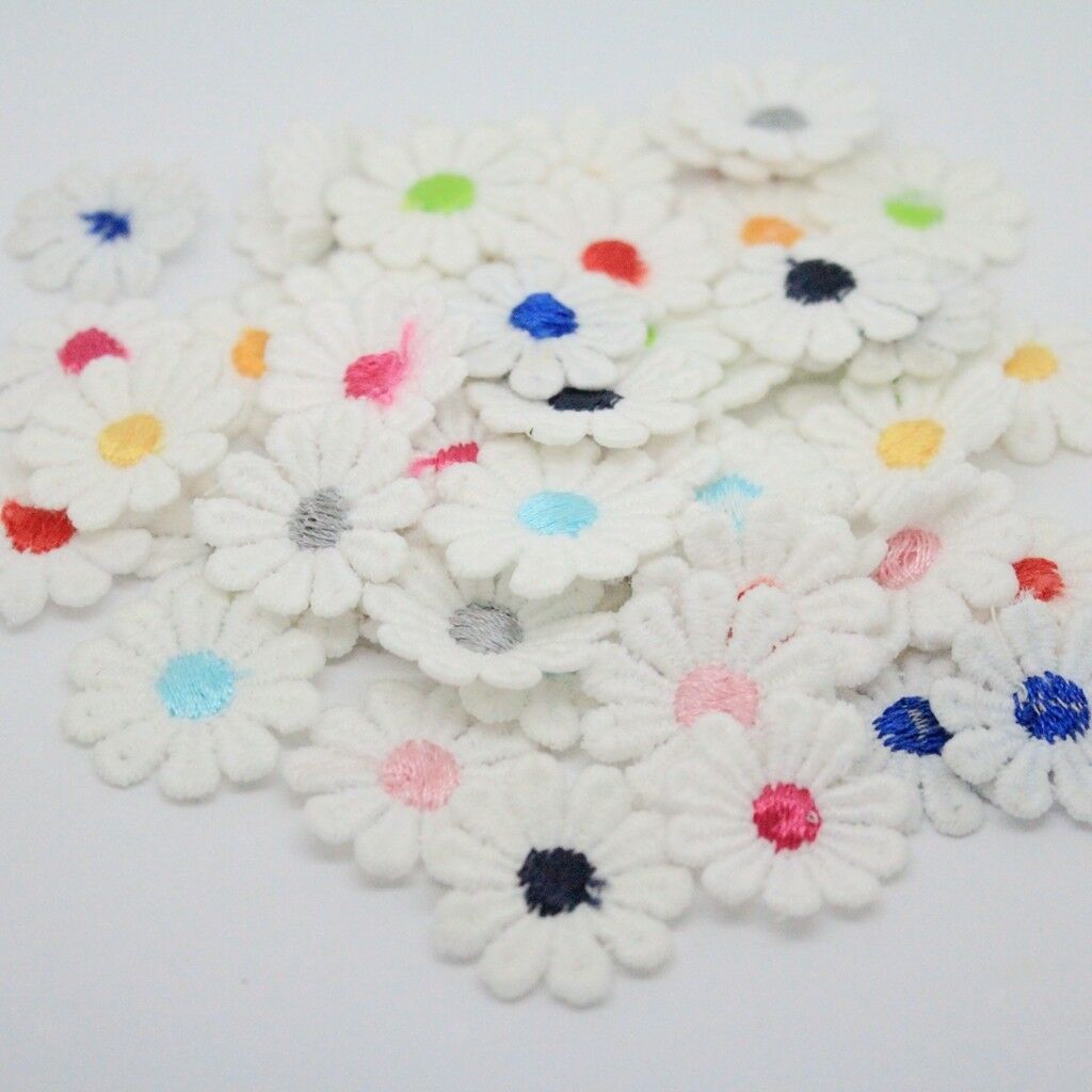 50Pcs Flower Embroidered Sew On Applique Lace Patch Sewing Trims for Clothes