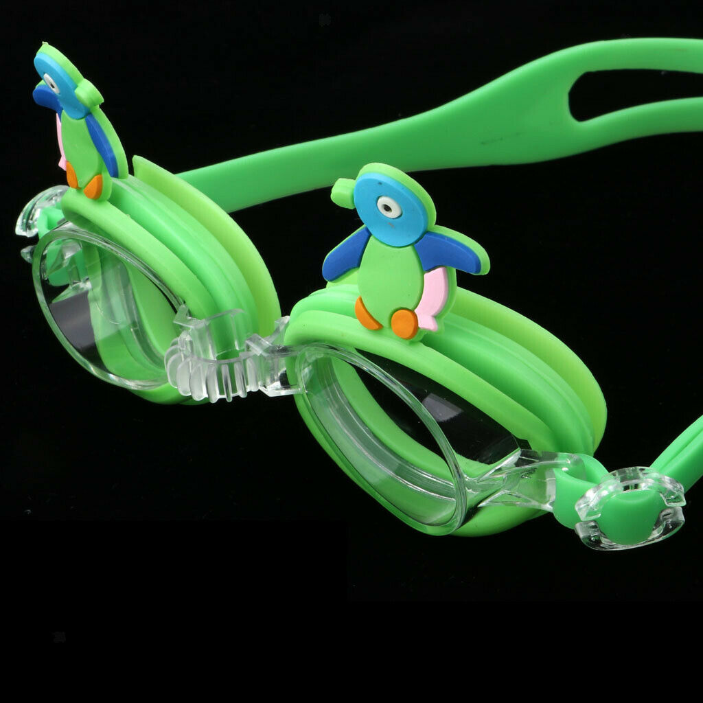 Cartoon Kids Goggles Anti Fog UV Protection Swim Glasses Blue Penguin