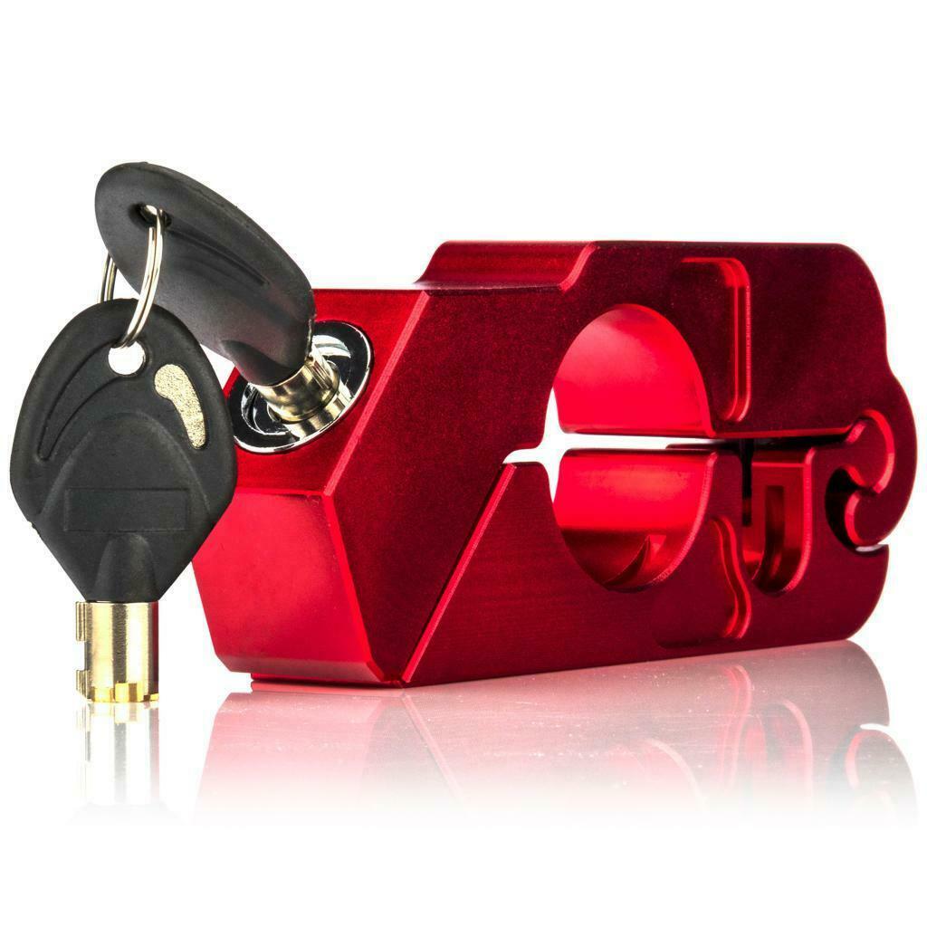 Red Universal CNC Aluminum Alloy Motorcycle Handlebar Lock Anti-Theft
