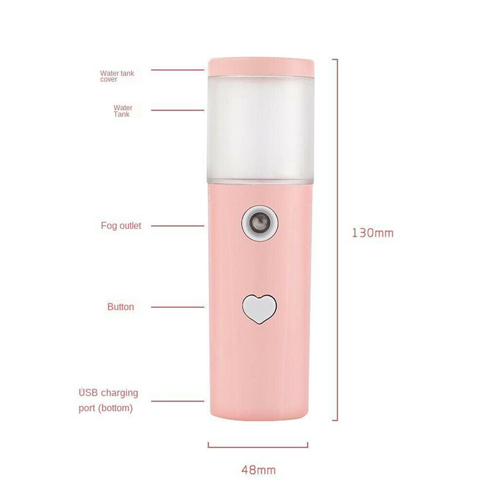 2x Mini Facial Mist Sprayer 30ml Handy Hydrating Refreshing USB Rechargeable