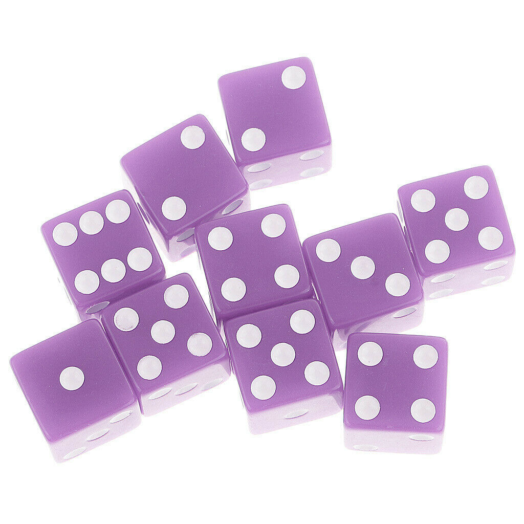 10 Piece Digital D6 Dice Playing Games Set for D&D MultiColor Light Purple