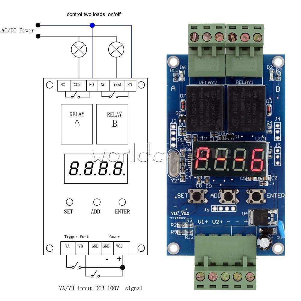 Dual Programmable Relay Control Board Delay Timer Clock Switch Module VLC3.0 12V
