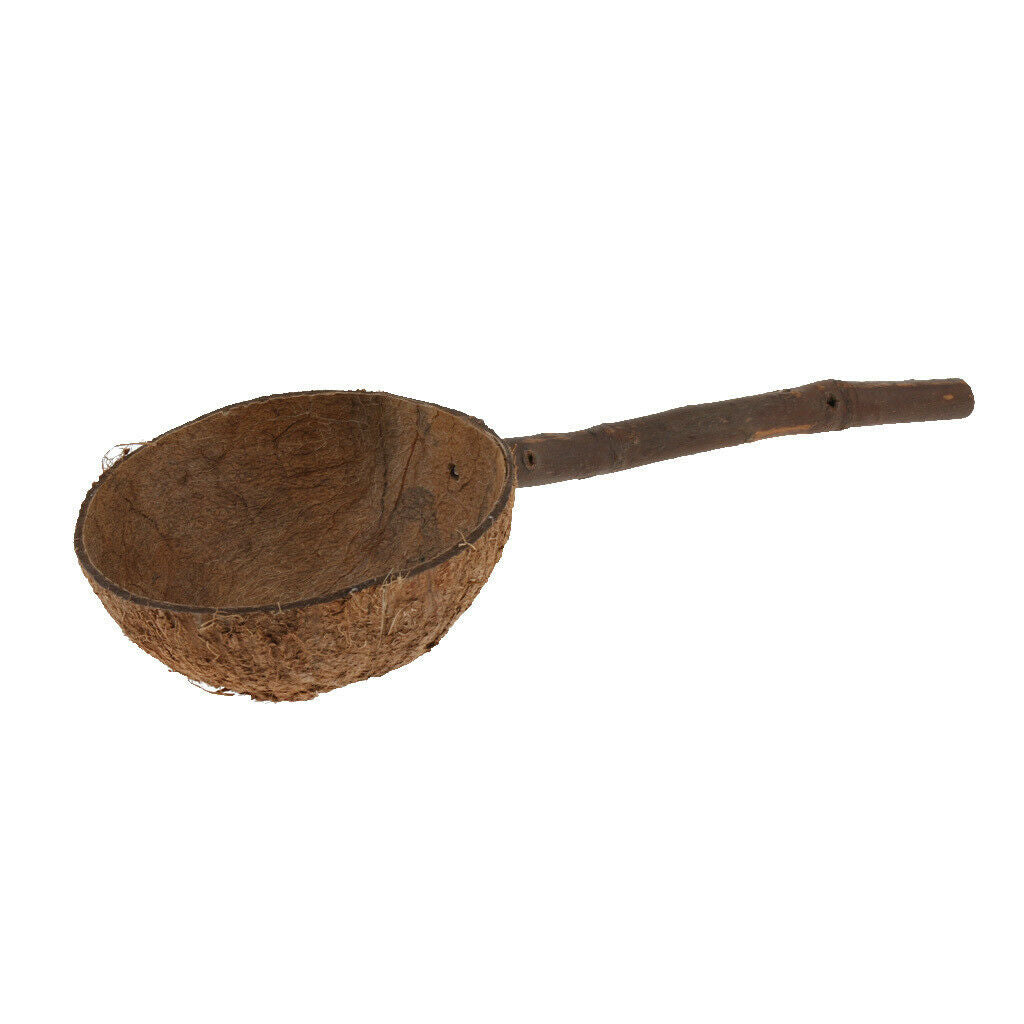Bird Chew Perch Stand Stick with Coconut Shell Bowl Hamster Rat Feeding