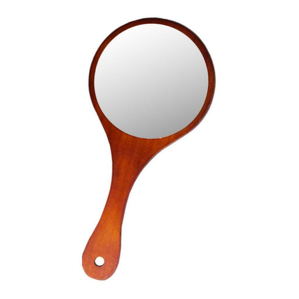 Pack Of 2 Colors Rustic Exquisite Wooden Makeup Mirrors Round Handheld Mirrors