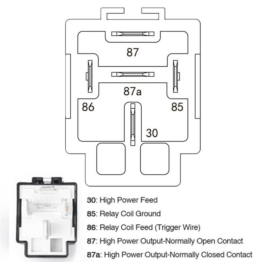 6 PACK 12V 5-Pin 30A Fuse Relay Switch Harnes Kit SPDT 14AWG Wire NEW