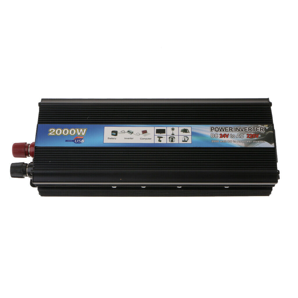 2000W Modified Sine Wave Solar Power Inverter 24V to 220V Converter Black