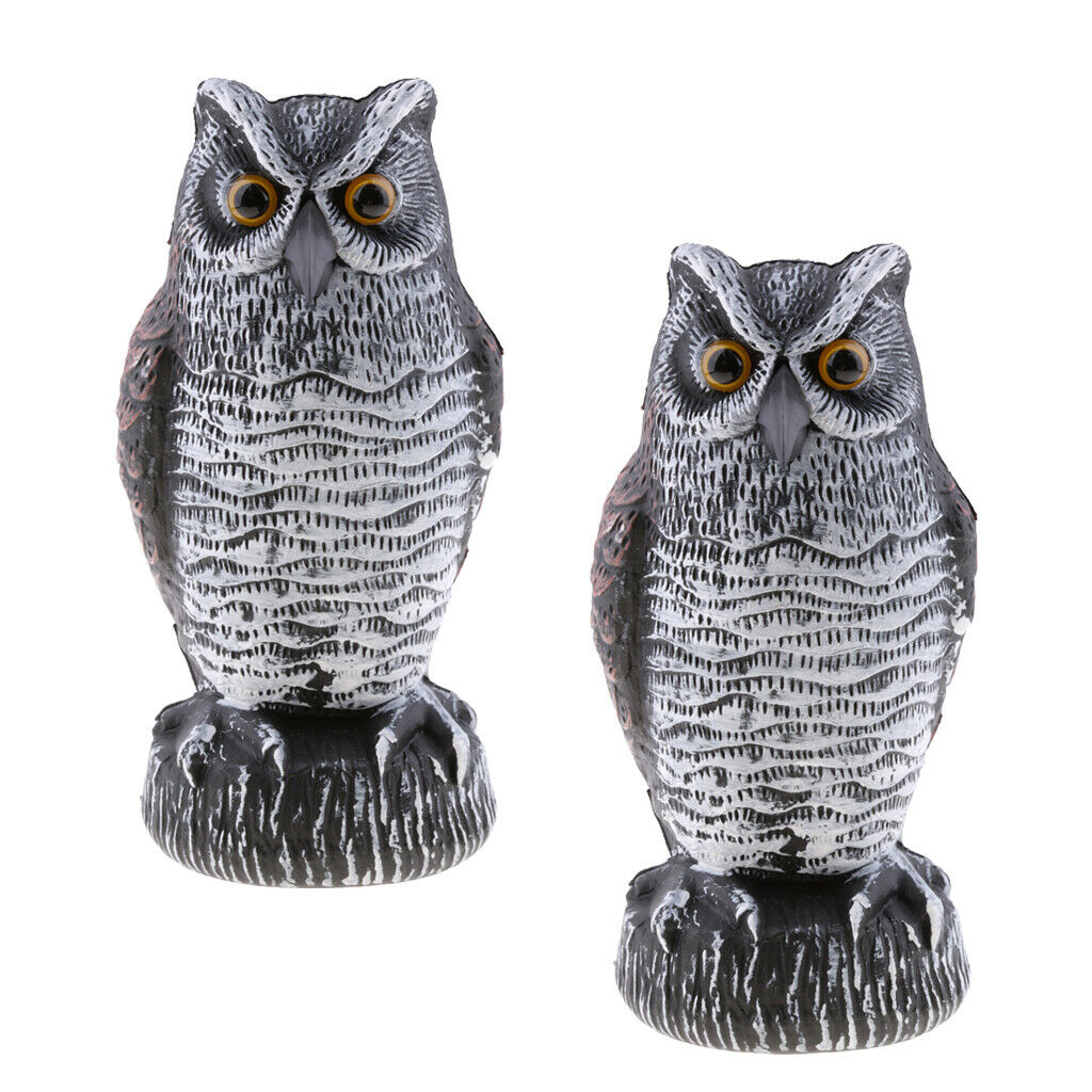 2Pcs Large Cute Realistic Owl Decoy Statue Yard Lawn Garden Scarecrow Scarer
