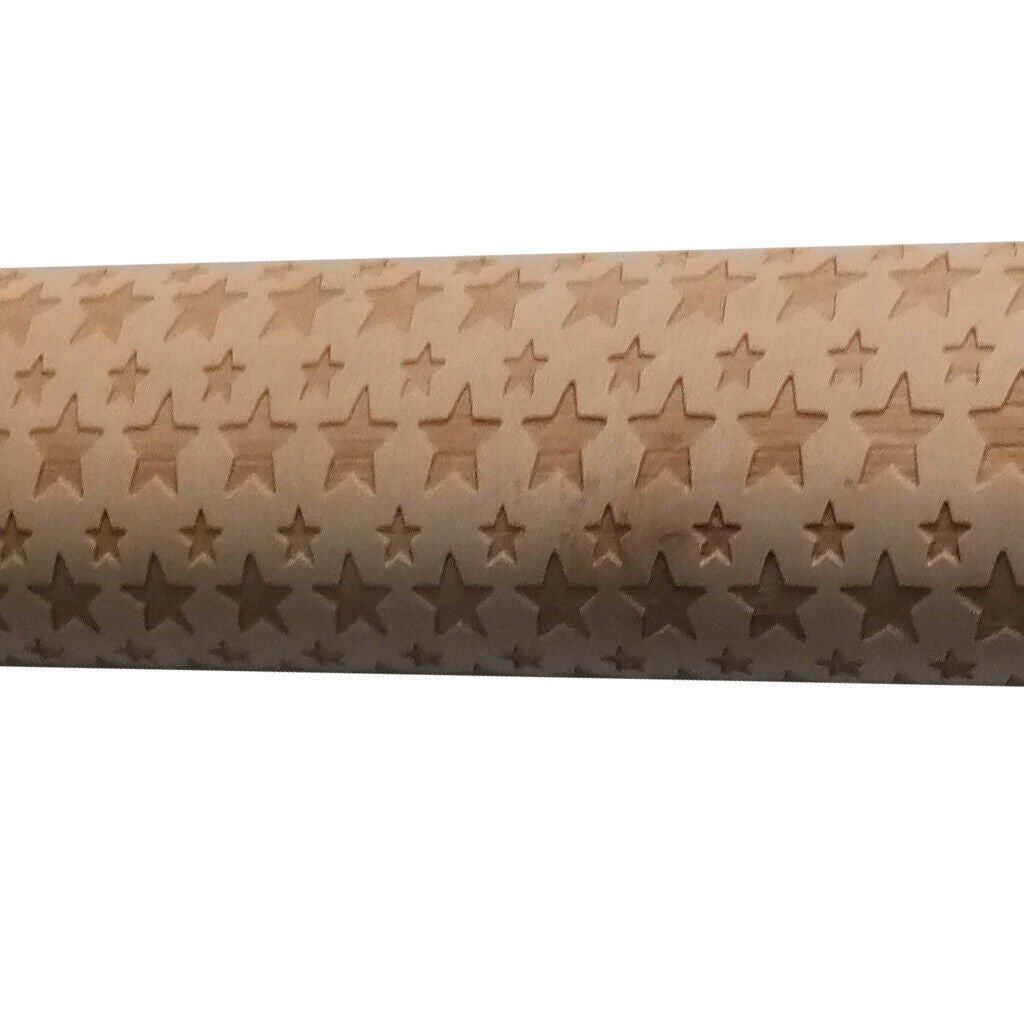 Christmas Wooden Rolling Pin Embossed Baking Cookies Biscuit Fondant Decor