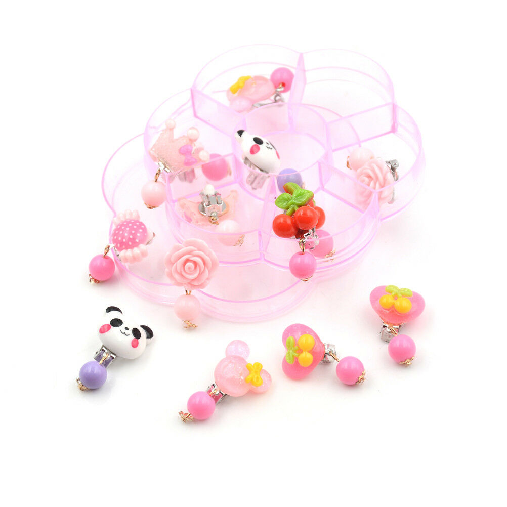 7Pairs Lovely Panada Flower Earrings Clip-On No Pierced Design For Kids Gi.l8