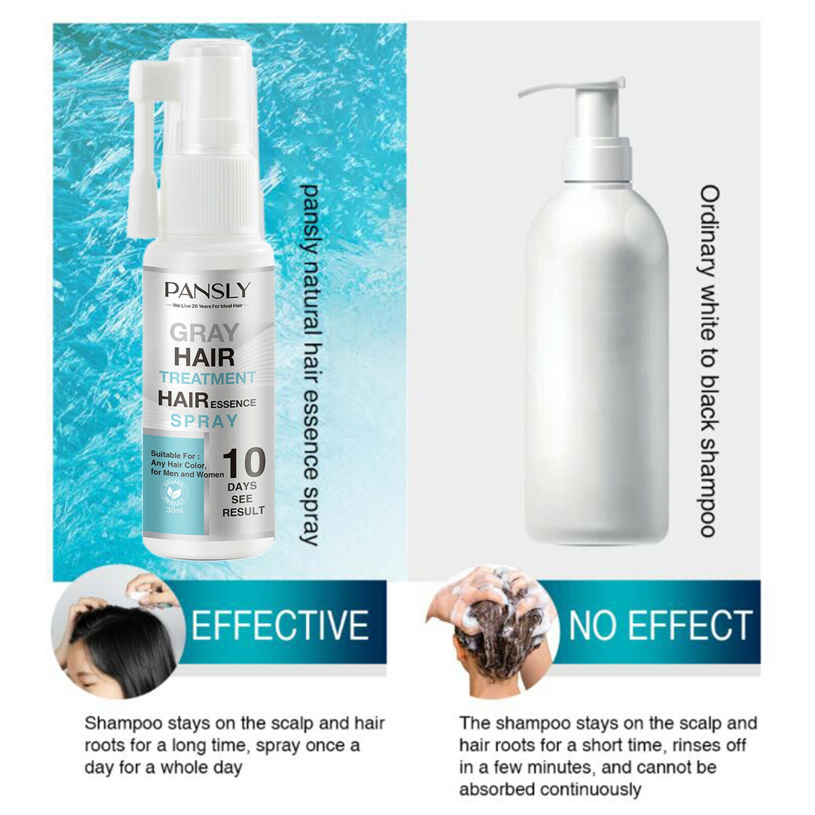 Herbal Cure White Hair Treatment Liquid Spray Change Nourishes Repairs