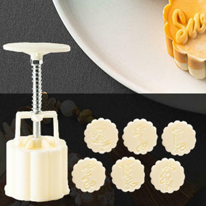 50g Mooncake Molds for Mid-Autumn DIY Pastry with 6 PCS Round Mooncake Stamps