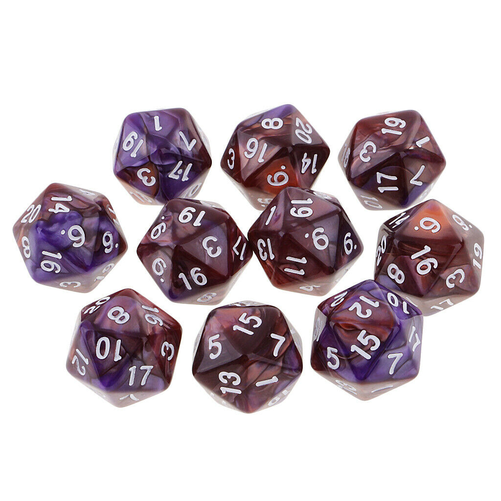 2X Set of D20 Polyhedral Dice for Roleplaying Game Party Supplies Purple Coffee