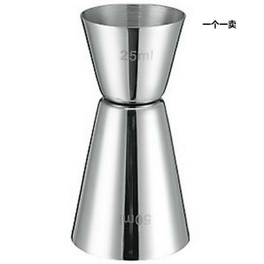 Double Jigger 25/50ml Maker Mixer Measure Cocktail Shot Spirit Stainless Steel
