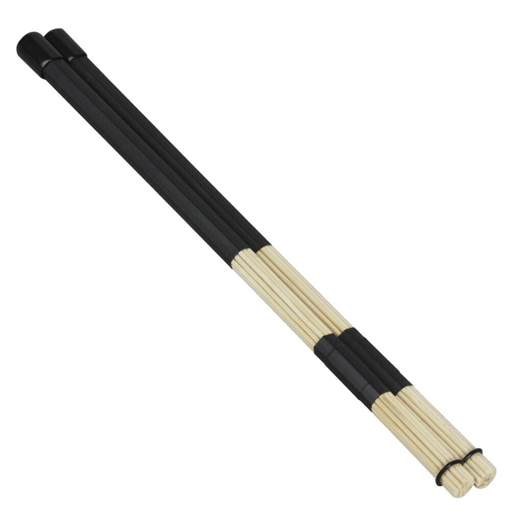 1 Pair Black Drum Rod Brushes Mallets Bamboo for Drummer