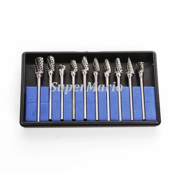 10x Tungsten Carbide Cutter Rotary Burr Set 1/8 Shank Drill Bits Die Grinder Bit