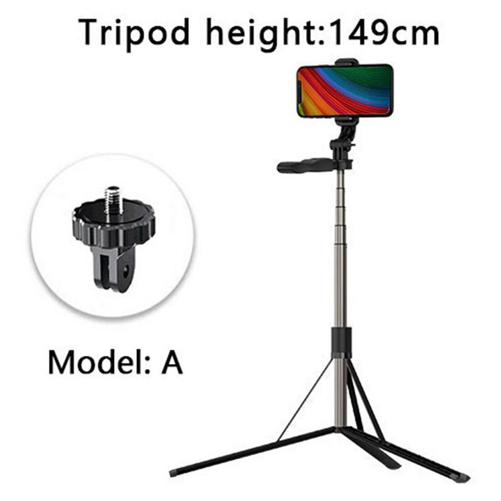 58.7" Extendable Aluminum Alloy Selfie Stick Tripod Bluetooth Selfie Stick