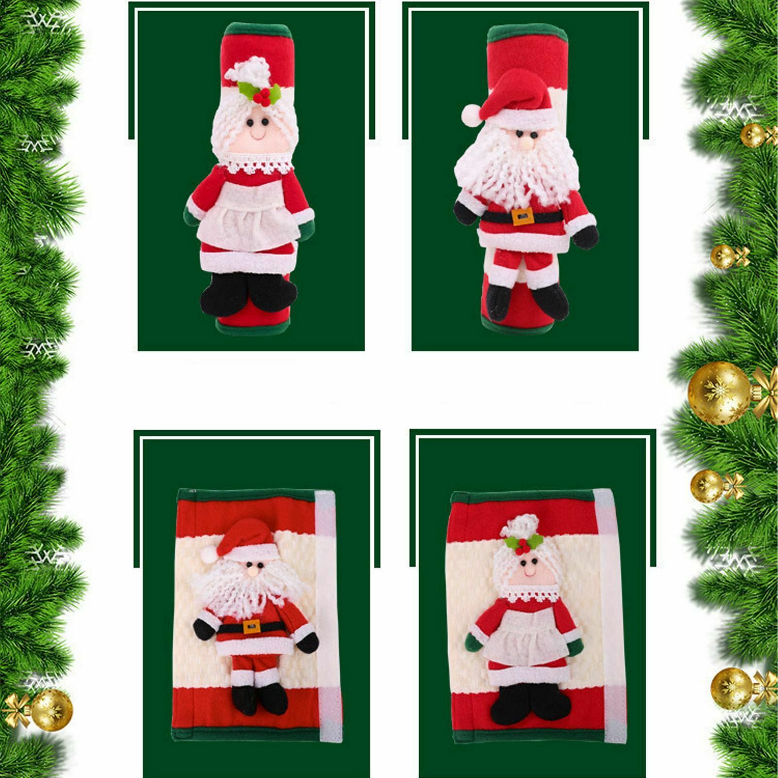 2PC Christmas Handle Covers for Fridge Microwave Oven Door Xmas Party Decor Gift