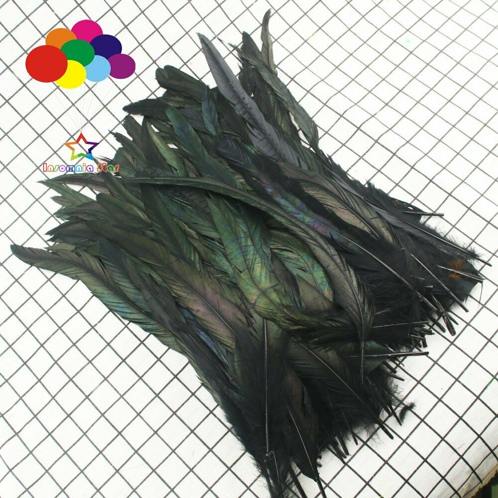 Black dyeing 100 Pcs 12-14 Inch/ 30-35 cm Cock Chicken Tail natural Feathers