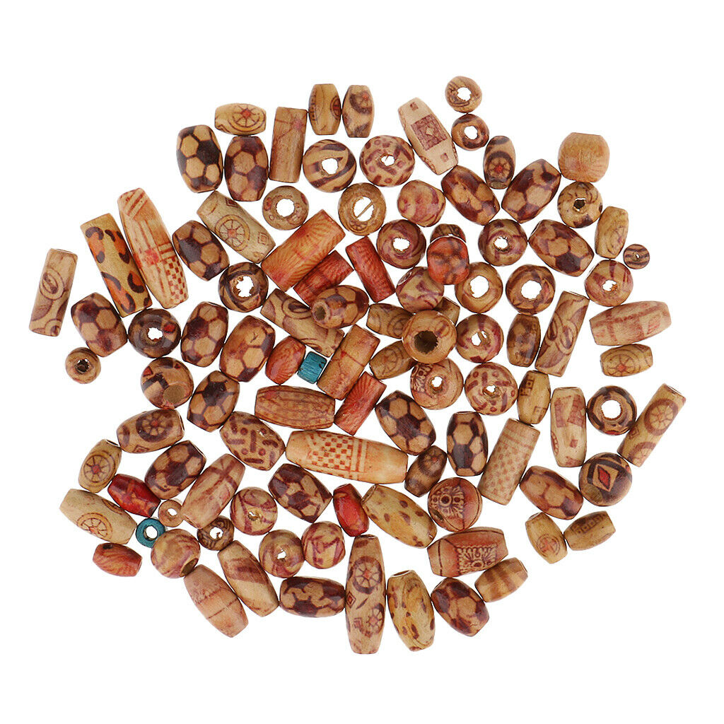 100 Packs Mixed Printed Beads Macroporous Loose Beads Jewelry Accessories
