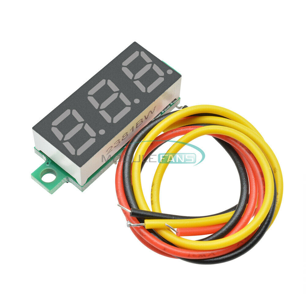 Blue 0.28" LED DC 0-100V Voltmeter Digital Display Voltage 3-wire 12V 24V