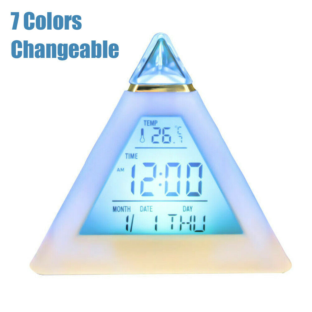 Electric Digital LED Discoloration Alarm Clock For Bedroom Calendar Temperature