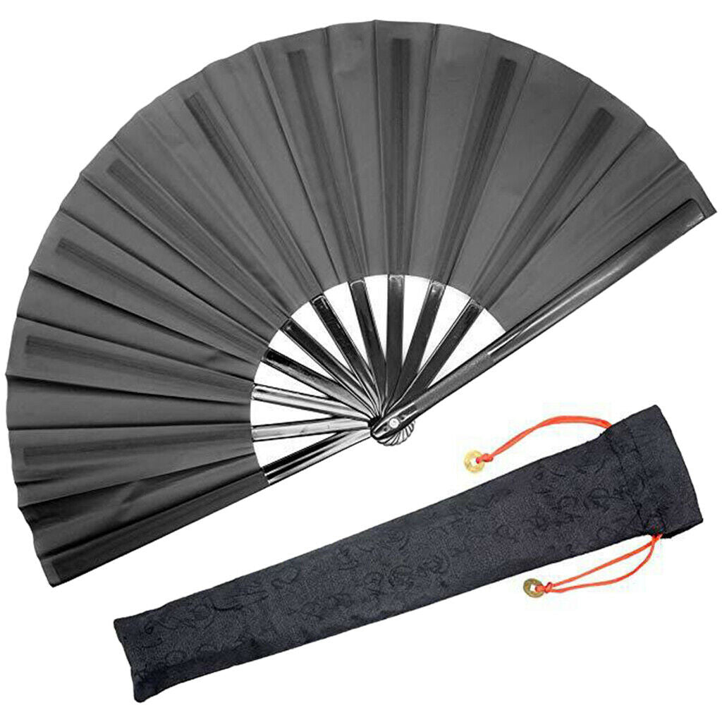 4Pcs Large Folding Fan Kung Fu Black Folding Hand Fan Performance Party