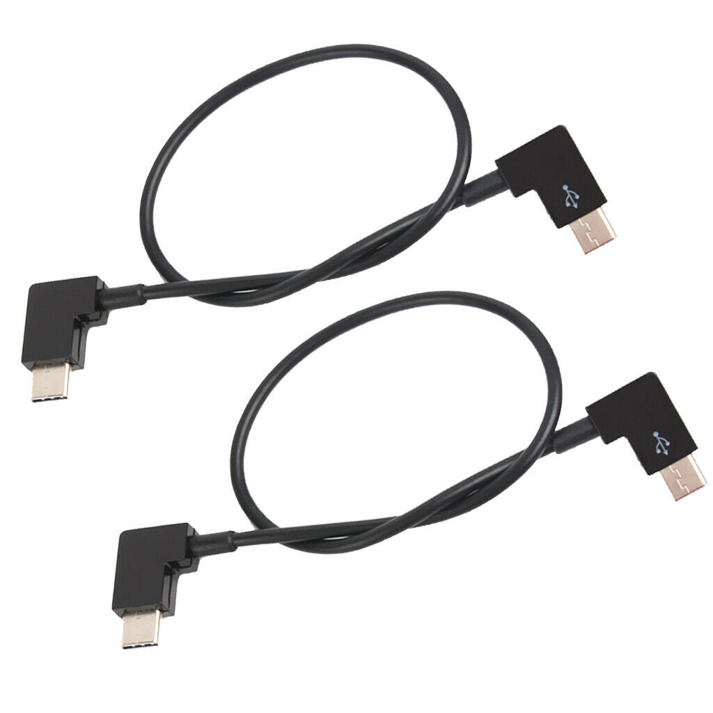 2 Pieces Right Angle USB Type-C Male to Male, Data Sync Extension Cable Short
