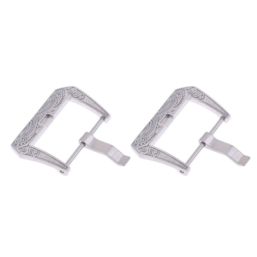 2pcs Stainless Steel Flower Carving Screw-in Buckle Watch Band Strap Clasps