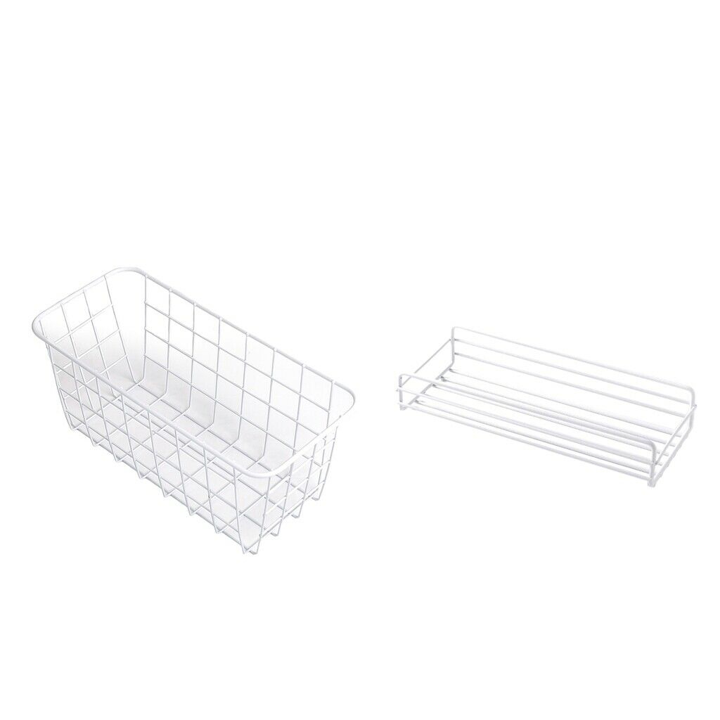 2Pieces Metal Wire Iron Bathroom Towels Basket Storage Shelf For Kitchen
