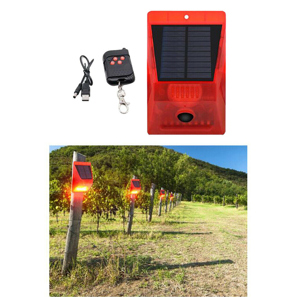 Solar Powered Siren Sound Alarm Strobe Light Home Security Alarm System Yard