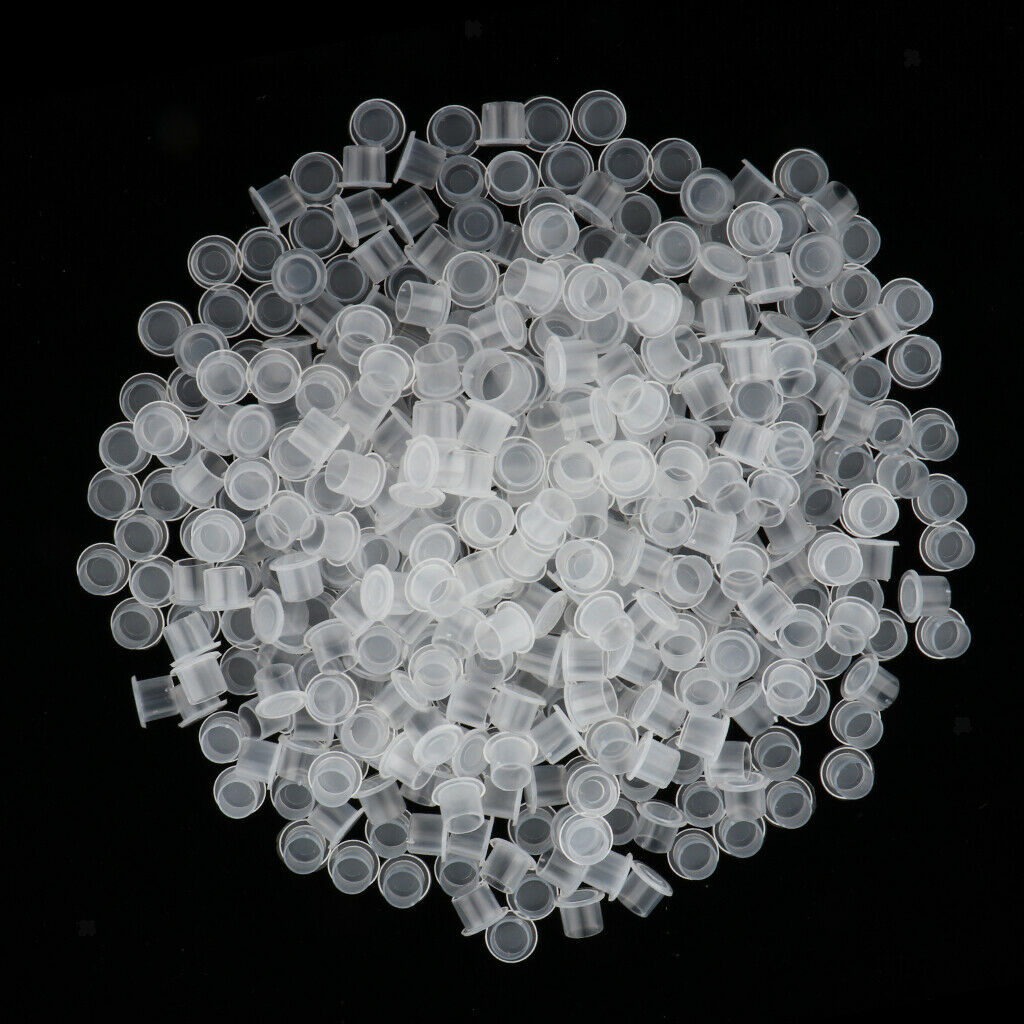 Pack of 1500, Mixed Sizes Clear Tattoo Ink Cups with Base (Small Medium Large #8