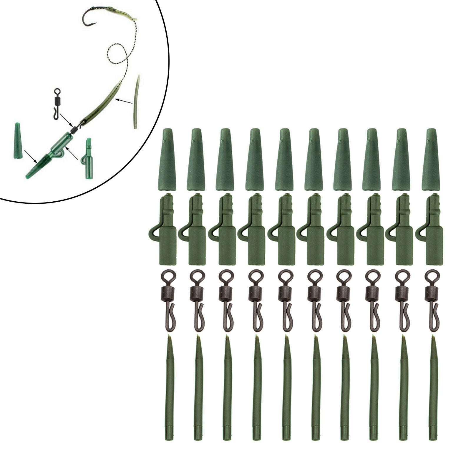 40 in 1 Carp Fishing Tackles Sea Fishing Rolling Swivels Terminal Tackle
