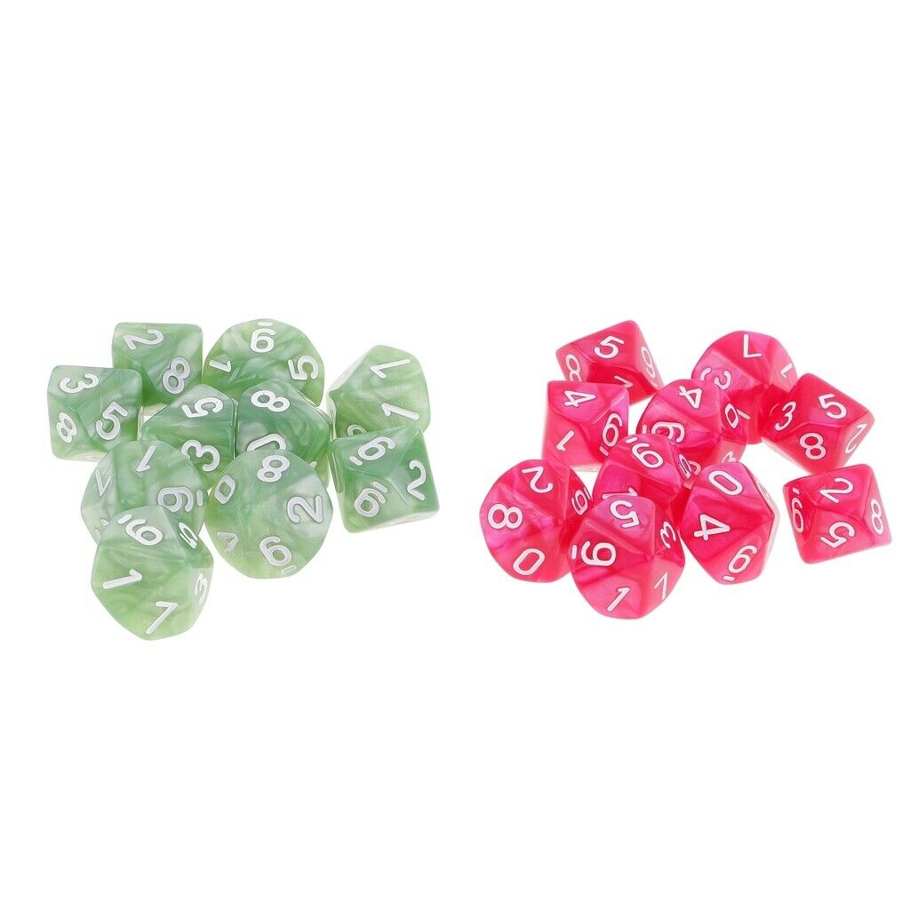 20x D10 Polyhedral Dice 10 Sided Dice For