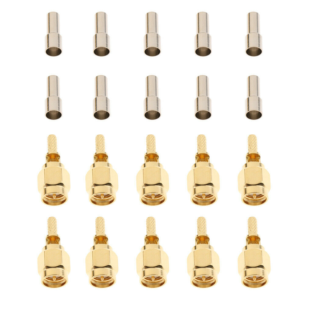 10Pcs SMA Male Crimp Straight Connector RF Coaxial Adapter for RG316 RG174