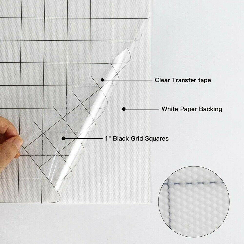12" x 60" Vinyl Transfer PVC Paper Tape Roll Adhesive Clear Alignment Grid
