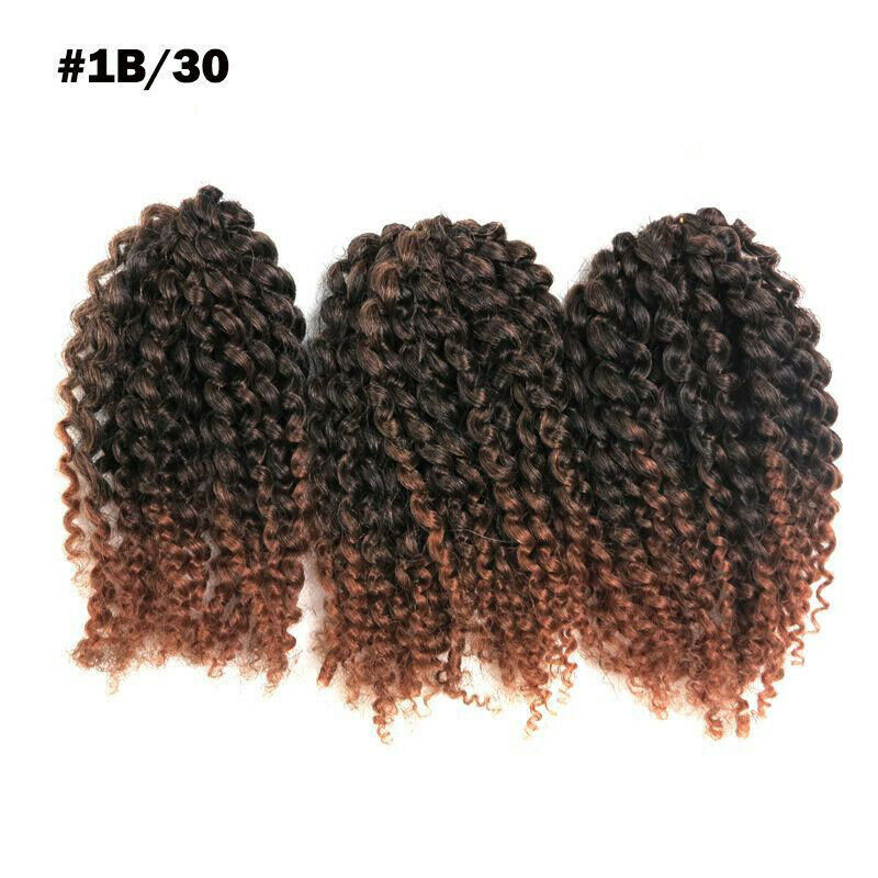 8" Ombre Curly Twist Crochet Hair Mali Bob Synthetic Kinky Braids Hair Extension