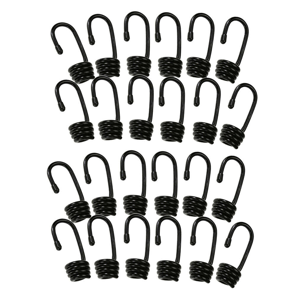 24Pcs Spiral Wire Bungee Spring Hooks 6mm Clips For Canoe Covers Sunshades