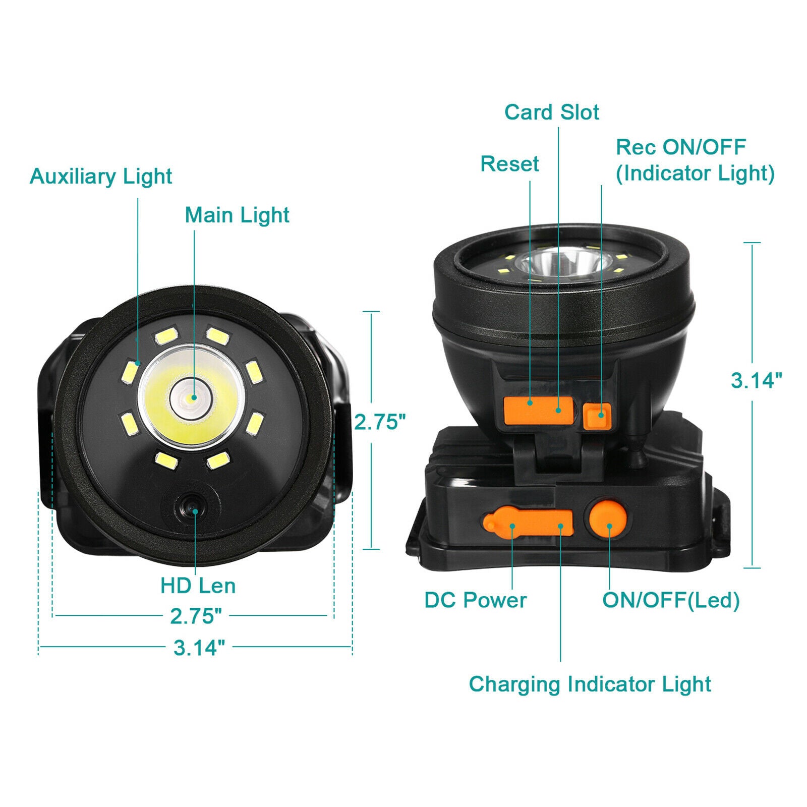 Adjustable USB Charger 2 Modes Head Lamp Flashlights for Night Running