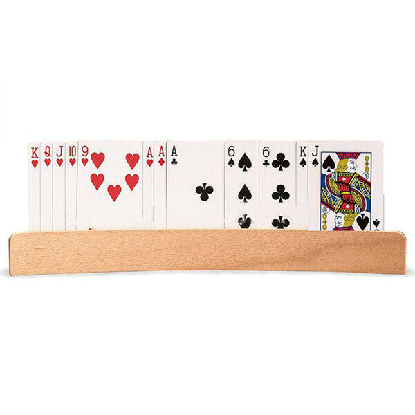 4PCS/Set Wooden Arc Playing Cards Holder Curved Games Card Holder for Poker Z9E3