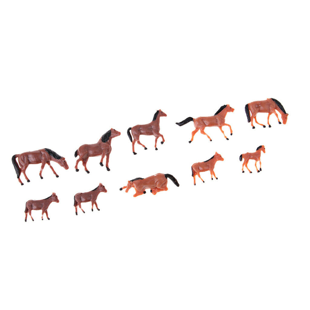 10Pcs Plastic Animals Horse Figures Models Set Toys Children's Learning
