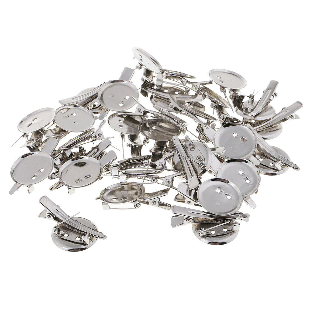 30pcs Round Brooch Base Hair Clips Brooch Pins Cameo Cabochon Base Setting