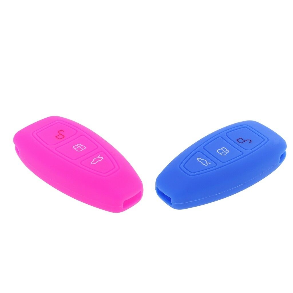 Blue+Rose Silicone Keyless Car Key Fob Case for Ford Fiesta Focus Mondeo