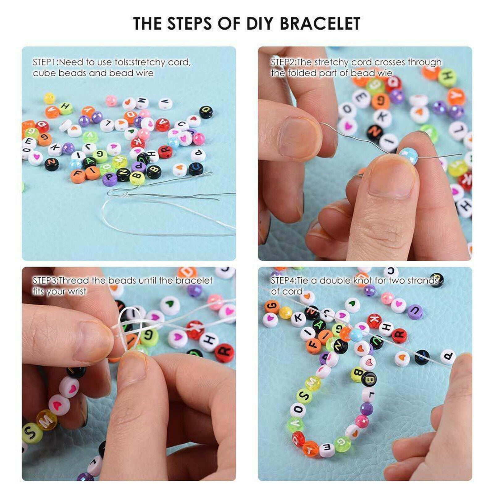 6 x 9mm 360pcs Pony Beads + Acrylic 600x Alphabet Beads Letter Beads for DIY