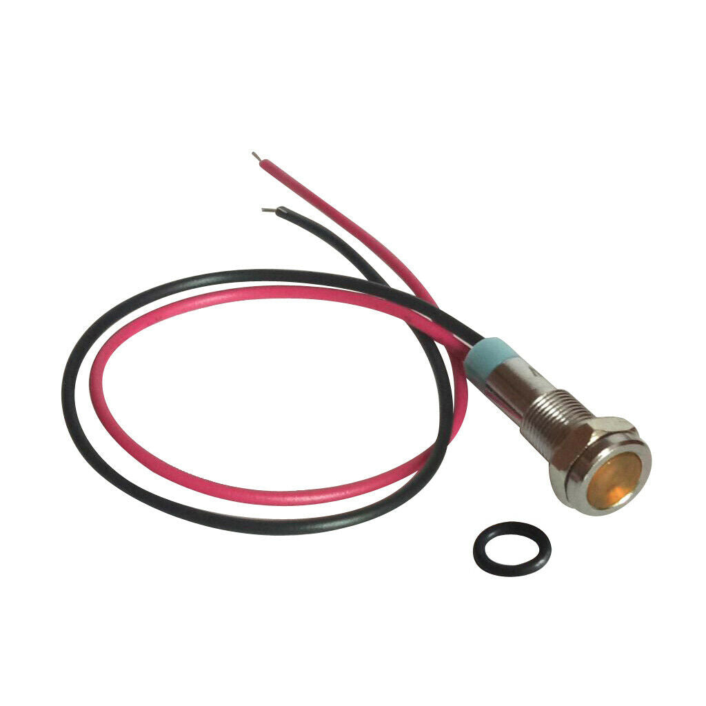 24V 6mm Signal Power Supply LED Metal Indicator Light Lamp Pre-Wired Yellow